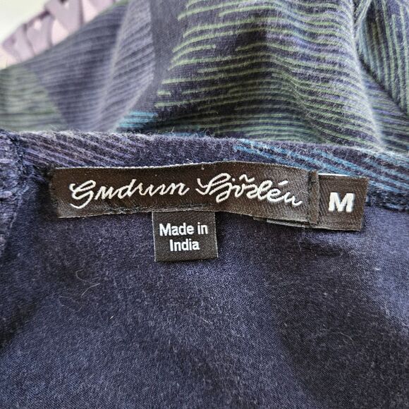 GUDRUN SJODEN Shift Dress M Tunic 3/4 Sleeve Hand Pockets Geometric Cotton Modal - Picture 7 of 9
